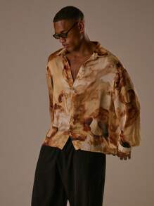 Musero 男士宽松长袖纽扣衬衫，正面口袋饰有品牌刺绣贴片 / 春夏款 - 彩色 - 查看 3