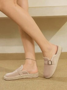 Styleloop Giày lười dệt đế xuồng và đế xuồng dành cho nữ, phong cách Bohemian - Màu be - Xem 8