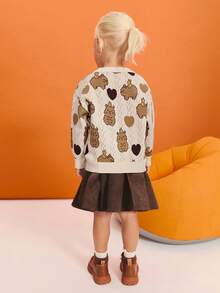 Leap Crew Leap Crew Young Girls' Cute Capybara Cartoon Animal Pullover Sweater Kids Sweaters For Girls Bear Sweater Kids,In Fall/Winter - Khaki - View 2