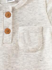 SHEIN 2 件新生儿男女款短袖连体衣，纯色连体衣，柔软舒适的服装，可作为礼物，每个宝宝的必备品，适合所有季节和户外