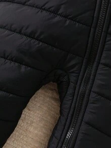 SHEIN Baby Boy Infant Toddler 0-3 Years Old Casual Daily Versatile Thermal Lined Flannel Furry Bear Ear Hooded Jumpsuit, Warm For Winter Outdoor - Black - View 5