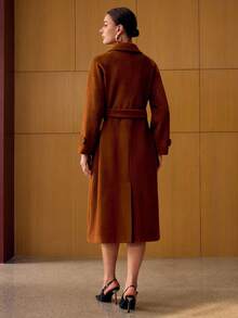 MOTF PREMIUM 斜口袋扣带大衣 - 棕色 - 查看 6