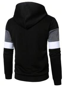 Manfinity Homme 男士休闲撞色字母印花连帽卫衣，秋冬季，洛杉矶连帽衫，长袖上衣 - 彩色 - 查看 2