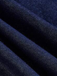 Maija 大码深蓝色牛仔连衣裙无袖收腰蝴蝶结短款连衣裙韩版甜美连衣裙外出上衣女裹身裙 - 深色水洗藍 - 查看 7