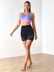 Menodora SHEIN Sport 渐变色交叉吊带运动文胸 - 寶藍色 - 查看 7