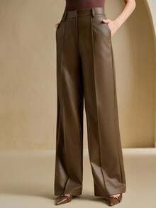Anewsta 全新优质软皮阔腿裤 - 咖啡棕 - 查看 7