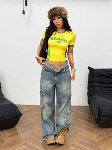 Coolane Women's Summer Streetwear Style Cool Basketball Jersey Design Letter Print White Top For Brazil