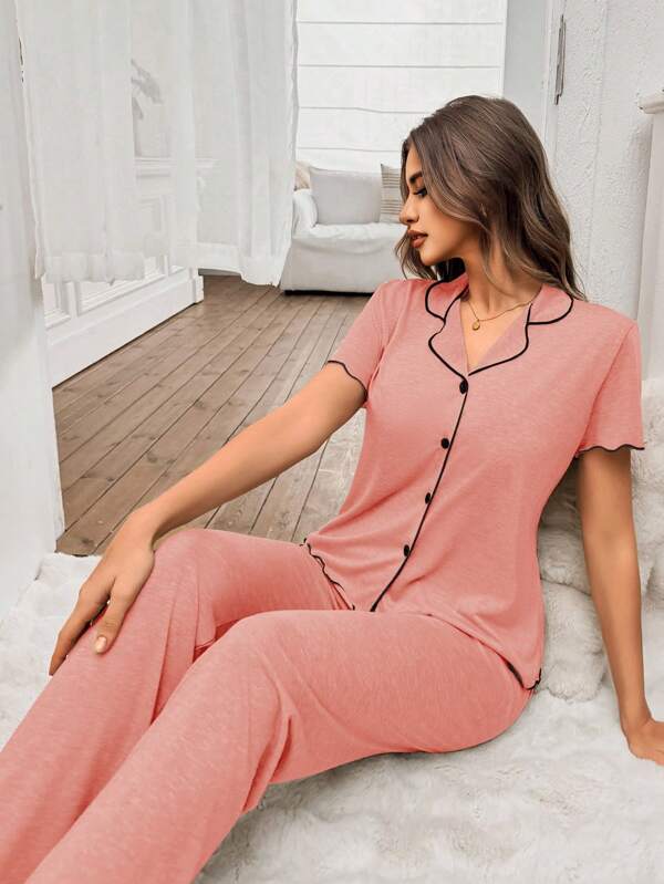 Snug Zone Soft, Loose, Romantic Pink Knit Fabric Women's Short Sleeve Top And Pants Set, Casual And Comfortable For Summer Women Lounge Wear Sets