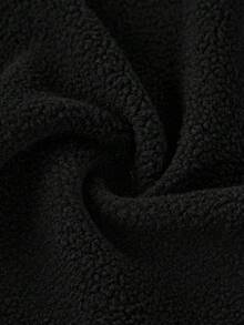 SHEIN 青少年女孩立领弹力羊毛修身紧身瑜伽夹克，适合日常穿着，休闲秋冬 - 黑色 - 查看 9