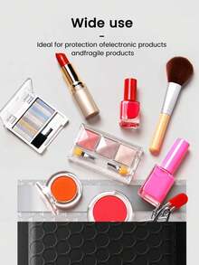 SHEIN 10/20/30/50 件金属气泡信封、全息气泡信封、聚乙烯填充信封、防水自封粘性运输袋、铝箔闪光魅力运输信封、全息缓冲信封 - 黑色 - 查看 2