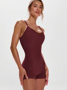 Musera Sport 细肩带运动连体衣，适合健身、板式网球、网球、匹克球等运动，冬夏皆宜。 - 酒紅色 - 查看 2