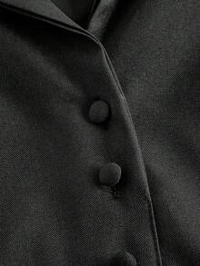 SHEIN MOD Women's Black Collared Button Front Waist Cinched Mid-Length Dress,Fall/Winter,Halloween,Nightmare Before Christmas ,Halloween Costume Women ,Party,Elegant,Office,Work,Teacher Dress, Black Midi Dress, Corset Midi Dress, Black Sundress Women, Black Classy Dress