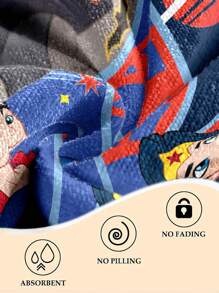 SUPERMAN X SHEIN Khăn choàng tắm biển họa tiết hoạt hình - Khăn du lịch siêu mềm, thấm hút tốt, không xơ vải, nhẹ, tiện lợi khi đi hồ bơi, bãi biển, spa - Thiết kế siêu anh hùng không thể thiếu cho những chuyến phiêu lưu ngoài trời - Màu xanh lam - Xem 6