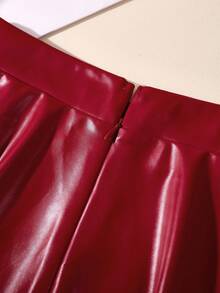 GlowEve Chân váy trơn màu dành cho nữ, thích hợp khi đi làm - Đỏ - Xem 5