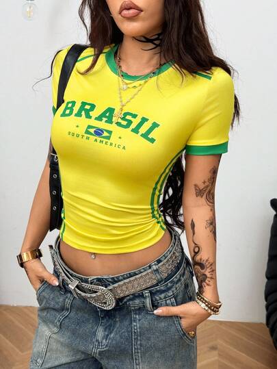 Coolane Women's Summer Streetwear Style Cool Basketball Jersey Design Letter Print White Top For Brazil
