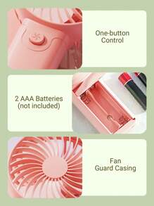 Teckwe Portable Fan Handheld Fan Personal Battery Operated Fan Electric Mini Fan For Stylish Women Girls Makeup Office Travel Camping Indoor Outdoor Back To School Holiday Vacation Summer Essentials, Pink - Pink - View 6