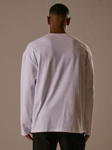 Musero 男士宽松圆领印花长袖上衣 春夏款 - 白色 - 查看 4