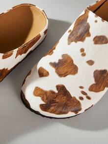 Solecia 男士奶牛印花休闲一脚蹬穆勒拖鞋 - 棕色 - 查看 5