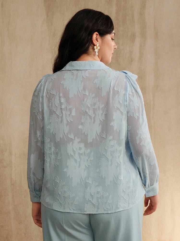 Embellished With Beads & Sequins, Ruffled Hem Sweet Blouse Shirt For Women, Long Sleeve