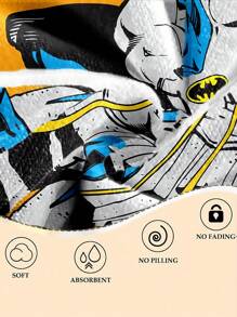 BATMAN X SHEIN Toalla de playa con temática de secado rápido, capa absorbente y utilizable para la playa, la piscina, los viajes y el spa, toalla de playa ligera y portátil para adultos - Amarillo - Ver 3