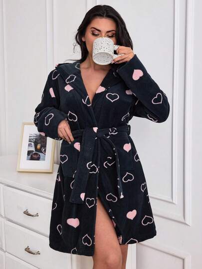 EURMUSE Plus Hartenprint Dubbele Zakken Capuchon Riemjas