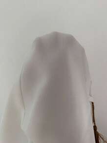Rafferiza 女士纯色优雅端庄 V 领刺绣开叉长袖超长连衣裙，适合宴会、日常穿着，简约 - 杏色 - 查看 8