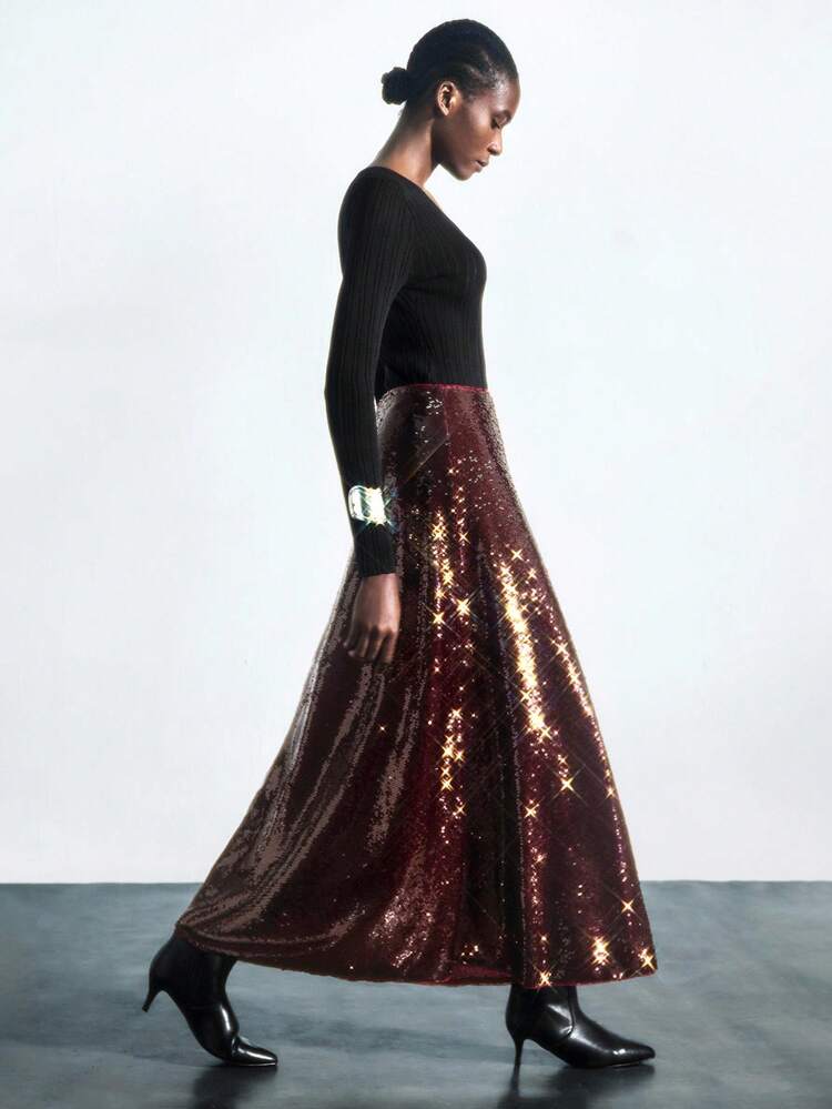 SHEIN Maija 2025 Deep V-Neck Fitted Semi-Sheer Elegant Women's Lightweight Ruffle Hem Classic Long Sleeve Jumpsuit, Suitable For Early Autumn Party Season Black Bodysuit Women Women Bodysuit Black Body Suit One Piece Bodysuit Long Sleeve Bodysuit,Fall Clothes For Women,Winter Clothes For Women,Fall Outfits For Women,Halloween,Christmas,Business Casual Woman,Office Outfits For Women,Work Outfits For Women,Fall Sweaters,Halloween Sweater,