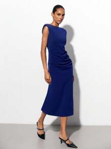 Maija Women's Simple Elegant Sleeveless Midi Dress, Blue, Suitable For Spring/Summer, Holiday, Party, Wedding Guest Christmas Clothes Formal Dresses For Wedding Guest Modest Dresses Party Dress Elegant Dresses For Party