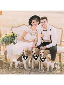 1pc Dog Tuxedo, Dog Wedding Bandana Scarf, Pet Bow Collar, Adjustable Dog Tux Formal Costumes For Birthday Party, Suitable For Small Medium And Large Dog Cat, Dog Valentines Outfit Cosplay