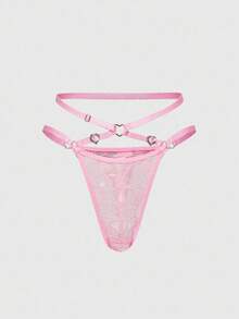 ROMWE Kawaii Spitzen-Herz-Metall-String-Höschen für Frauen