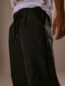 Pantalón holgado básico para hombres con bordado de marca Musero 3D, cintura con cordón elástico, ropa de otoño/primavera verano - Negro - Ver 5