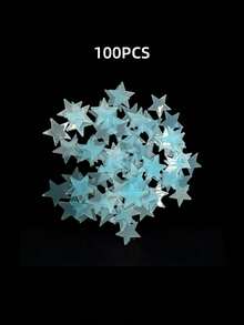 100/200 件夜光 3D 星星贴纸，荧光，适用于墙壁、天花板、卧室、客厅、星空、银河主题、家居装饰、易于粘贴的墙贴 - 彩色 - 查看 8