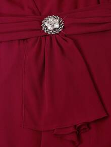 Ellevyn 大码优雅长款荷叶边连衣裙，红色，适合派对和休闲穿着，夏季大码曲线连衣裙。 - 紅色 - 查看 8