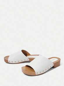 Styleloop 女士编织高跟凉鞋，波西米亚风格度假装 - 白色 - 查看 3