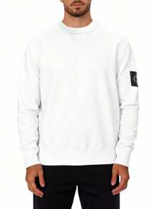 Calvin Klein Áo nỉ cổ tròn đa năng tối giản thường ngày dành cho nam - trắng - Xem 1