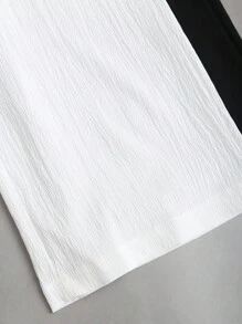 Flirla Petite 2 pièces Ensemble de pantalons droits de couleur unie noir et blanc pour femmes - Noir et Blanc - Voir 8
