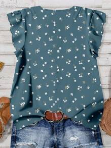 EMERY ROSE 女士休闲花卉图案V领衬衫，适合夏季