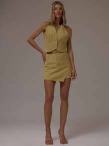 MUSERA Palton cu guler înalt, talie înaltă, fără mâneci, mulat, primăvară-vară, toamnă-iarnă, înapoi la școală, afaceri, casual, birou, serviciu, profesor, brunch, drăguț