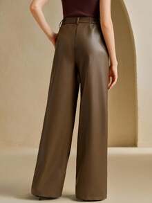 Anewsta 全新优质软皮阔腿裤 - 咖啡棕 - 查看 2