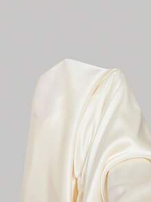 SHEIN MOD Women's Pleated Elegant Apricot Crepe Ruffle Collar Bell Sleeve Blouse,Fall/Winter,Western Wear Women,2000s Style,Western All White Party Outfits For Women,Vintage ,Winter All White Party Outfit For Women,Off The Shoulder ,Airport All White Party Outfit For Women,Halloween Costumes,Teacher All White Party Outfits For Women,Office All White Party Outfits For Women,Satin Dress,Elegant Dresses For Women - Apricot - View 6