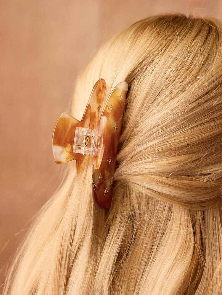 ACETATE YELLOW MICRO-INLAID RHINESTONE HAIR CLAW CLIP
