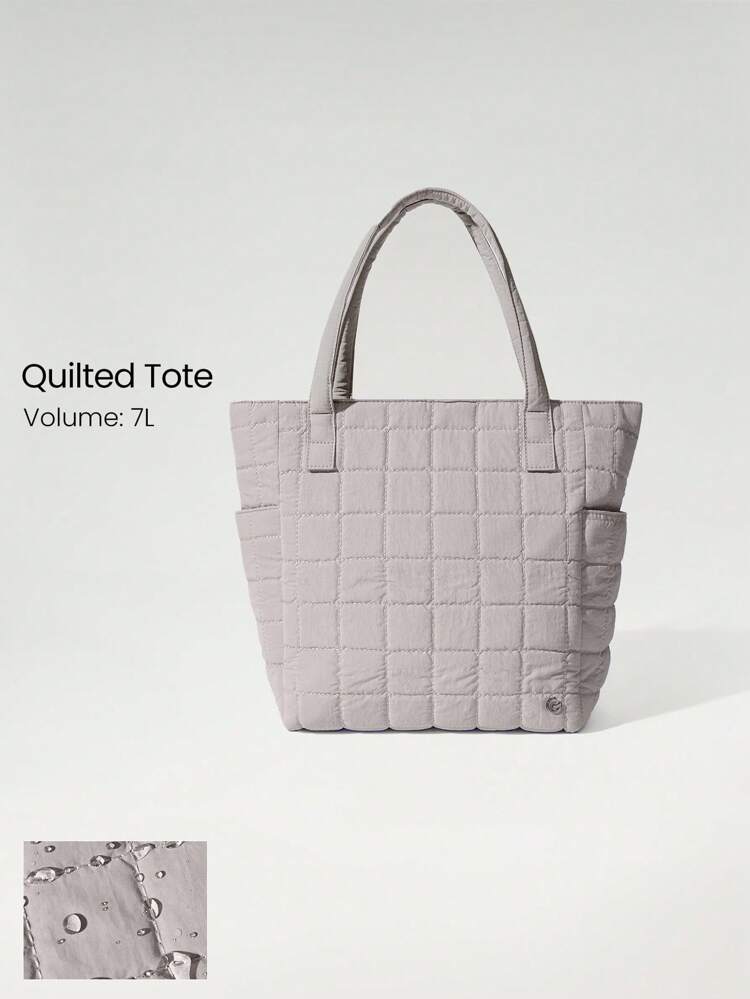 7L Water-Resistant Make It Quilted Dual Handle Tote Bag With Multi Pockets Daily Casual Fall Winter