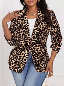 SHEIN Lady 秋冬优雅黑色针织圆领长袖撞色网眼加大码T恤万圣节加大码万圣节服装万圣节睡衣豹纹上衣女士秋季服装商务休闲女士办公室服装秋季服装加大码工作服女士豹纹西装外套女士女士豹纹西装外套动物印花西装外套女士西装外套豹纹夹克女士外出冬装女士冬季夹克女士豹纹西装外套女士女士豹纹夹克猎豹印花女士教师服装 - 彩色 - 查看 4