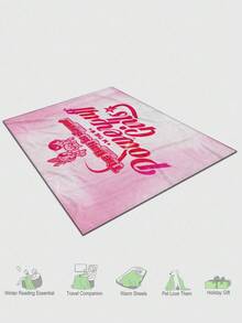 THE POWERPUFF GIRLS X SHEIN 1 件花朵、泡泡、毛茛图案柔软毛绒毯子，适合居家卧室客厅 - 彩色 - 查看 3