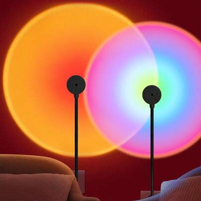 Teckwe 1 Đèn chiếu hoàng hôn, Đèn trang trí không gian LED sáng tạo, Đèn ngủ lãng mạn, 7 màu & 13 chế độ tùy chọn, Thích hợp để trang trí phòng, quán cà phê, trang trí ngày lễ tình nhân