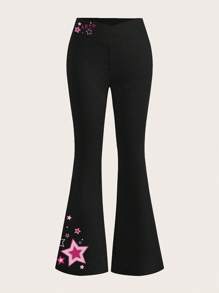 SHEIN EZwear 2件套女式黑色和灰色腰带交叉设计紧身休闲喇叭裤套装 - 彩色 - 查看 3