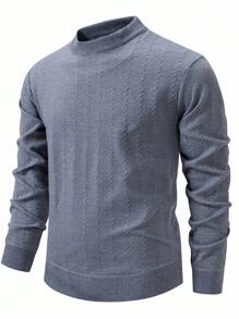 Manfinity Homme Men's Casual Solid Color Long Sleeve Sweater - Grey - View 1
