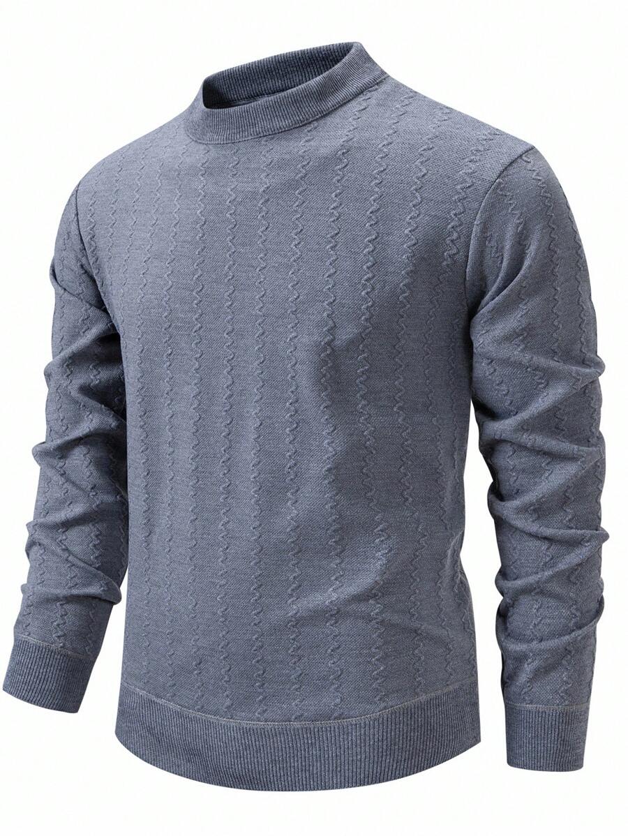 Manfinity Homme Men's Casual Solid Color Long Sleeve Sweater - Grey - View 1