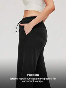 LUVLETTE Women Soft Black 100% Pure Cotton Wide Fit Women Lounge Bottom Airy Pajama Pants Cute Pajama Pants With Pockets Romantic Living Cozy At Home - Black - View 7