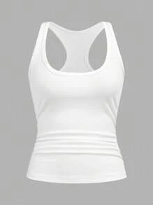 Slaydiva 2025 Sommer/Herbst Neue Lässig Basic Allround Weiß mit tiefem U-Ausschnitt und Damen Trägershirt, Zweierpack, Weiß + Hellgrau, Alltag, Treffen mit Freunden, Reisen, Abschluss, Brunch, Schulbeginn, Pendeln, vielseitig einsetzbar